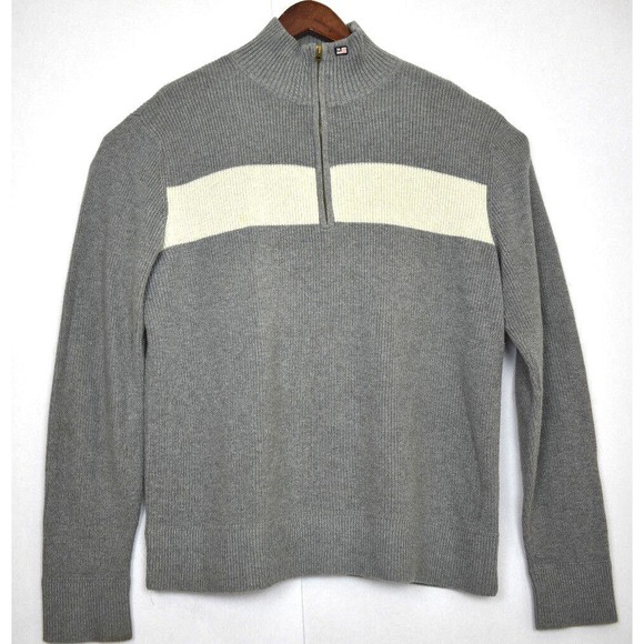 Lauren Ralph Lauren Other - Polo Ralph Lauren MFG Mens Sweater 1/4 Zip Gray White Striped Pullover Cotton XL